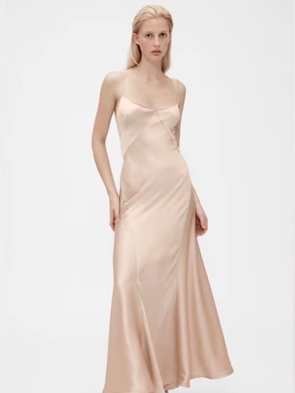 Satin Slip Dress/ Champagne - Picture 2 of 8